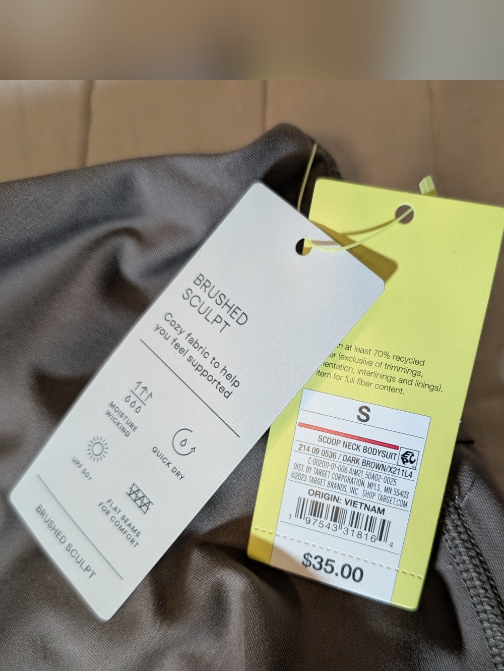 NWT all in motion Scoop Neck Bodysuit, Women's Small, Brown - Picture 4 of 7